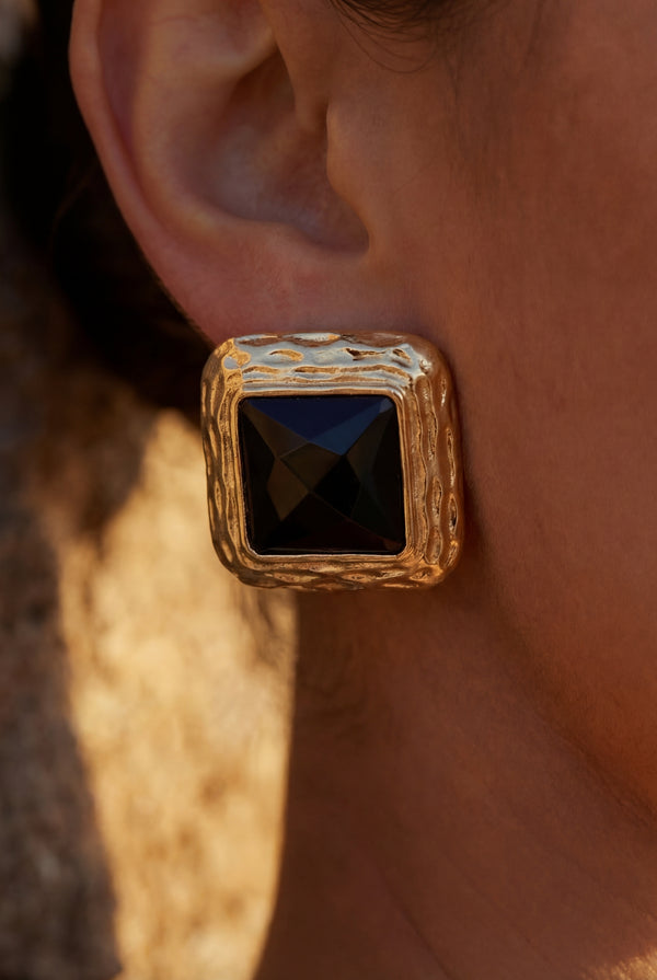 Coastal Onyx Gold Earings