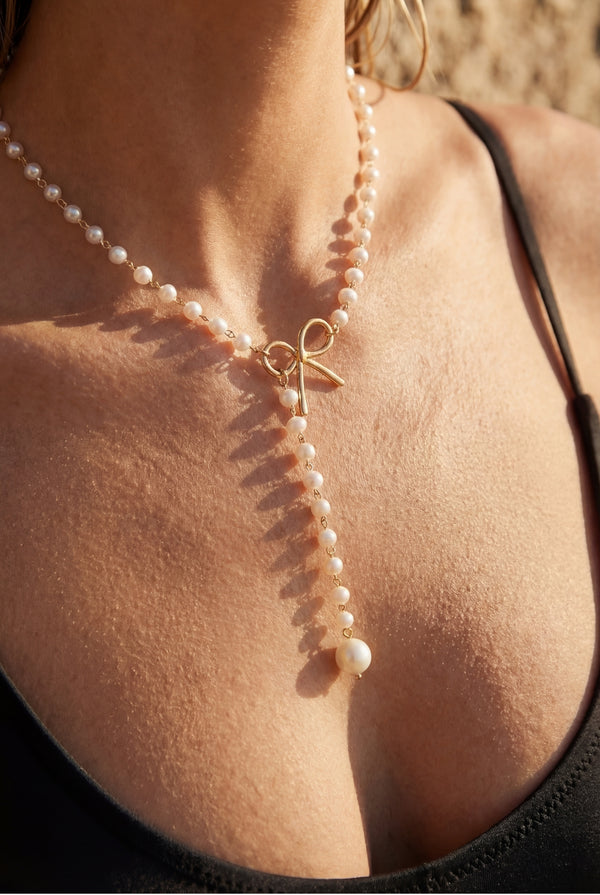 Marina Bow Pearl Necklace