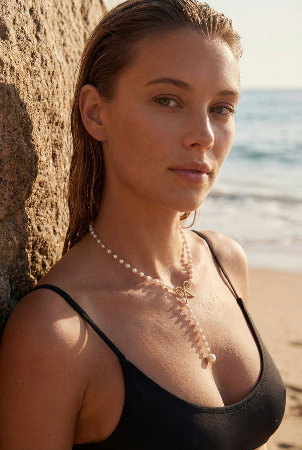 Marina Bow Pearl Necklace